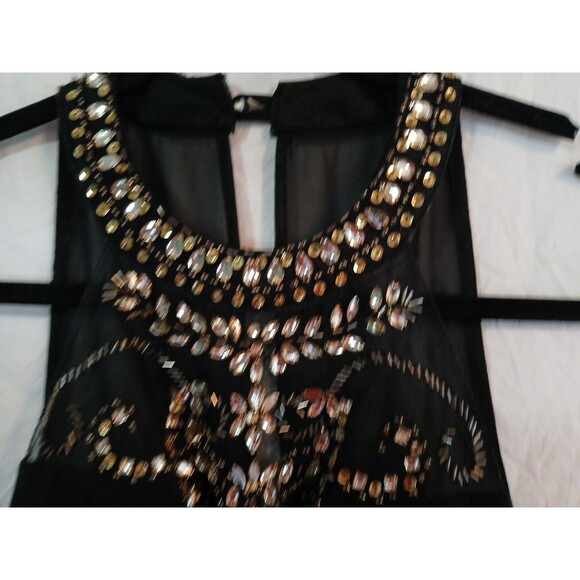 B. Darlin Junior/Womens Black And Gold High Neck Beaded Skater Dress Size 1/2 - Picture 6 of 16